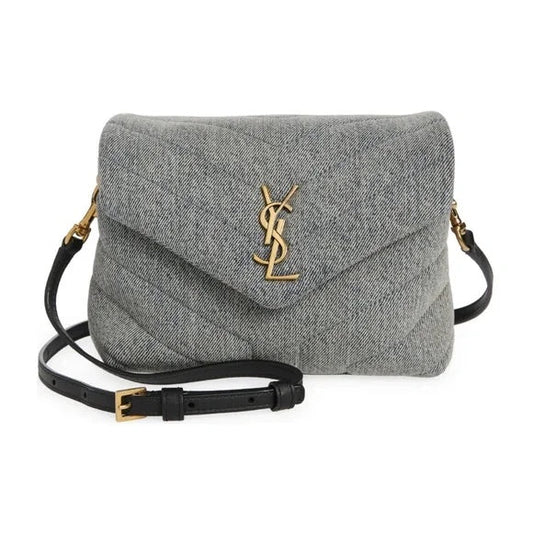 YVES SAINT LAURENT LOULOU TOY DENIM SHOULDER CROSSBODY BAG