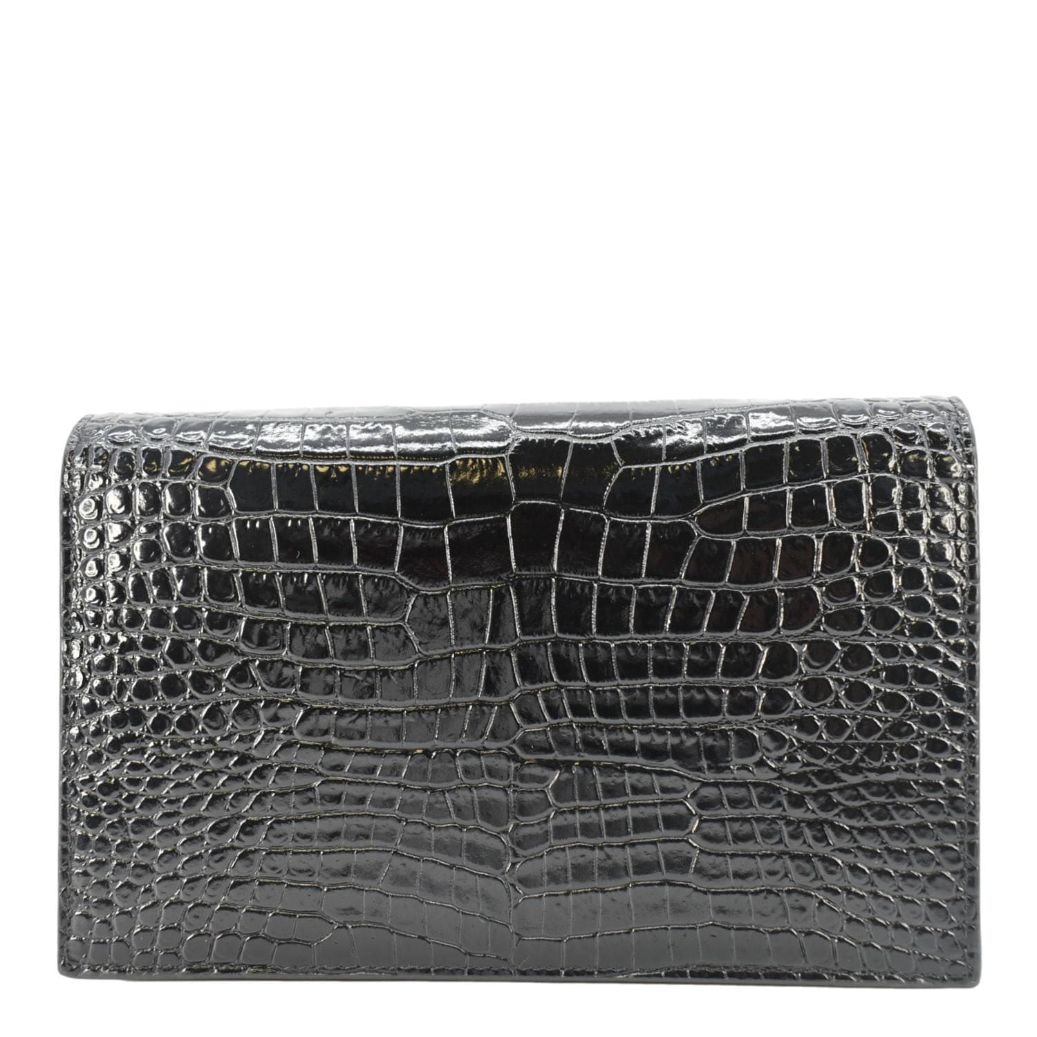YVES SAINT LAURENT Kate Tassel Crocodile Embossed Leather Crossbody Bag Black