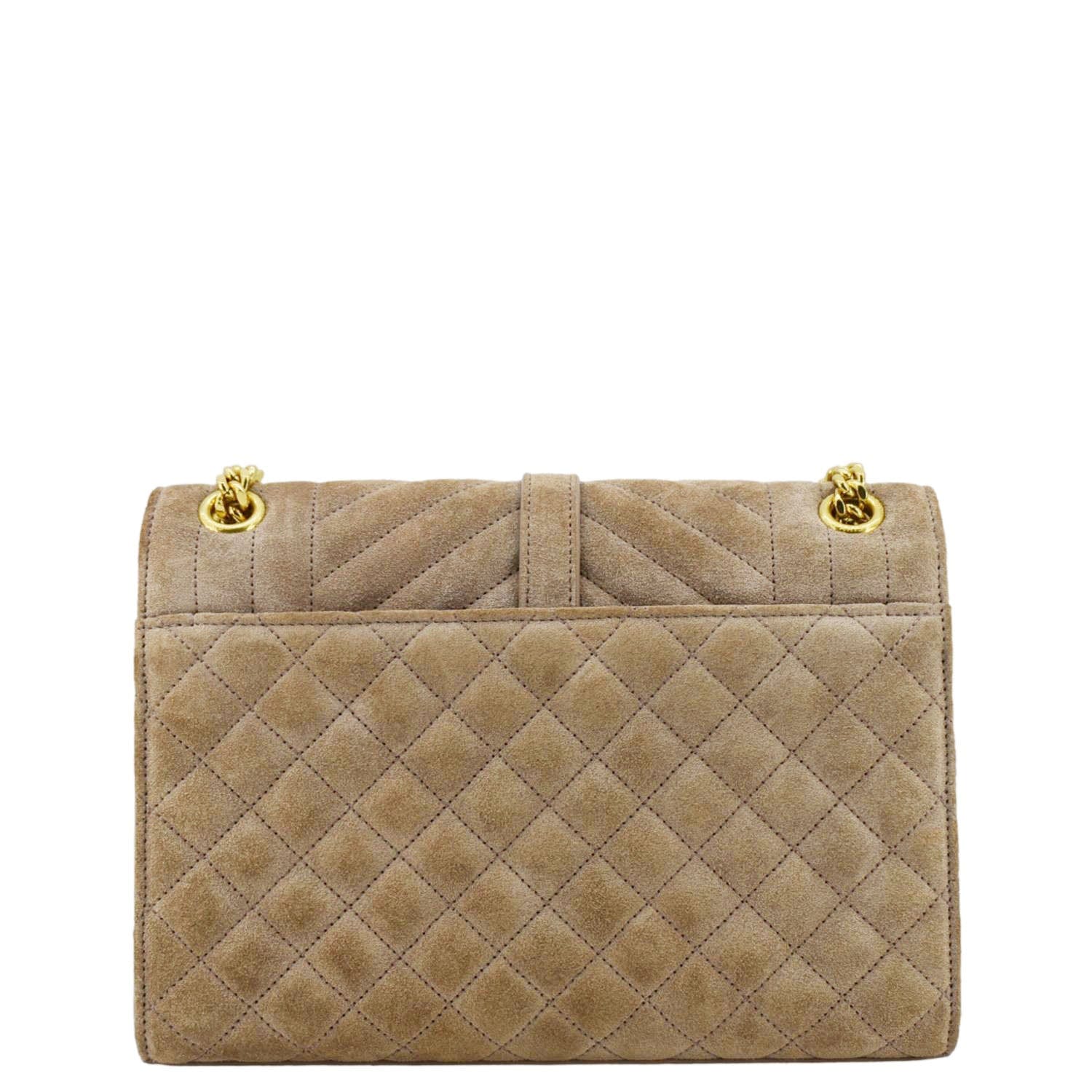 YVES SAINT LAURENT Medium Envelope Matelasse Suede Crossbody Bag Beige