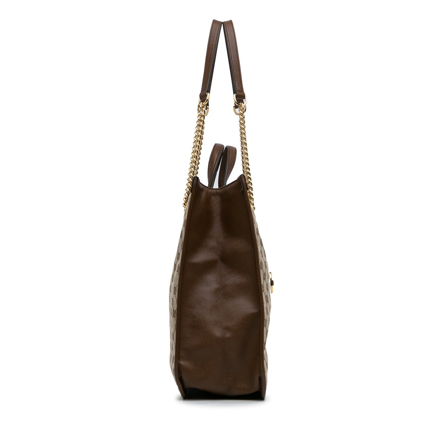 Gucci Horsebit Brown Leather Canvas Tote Style 3