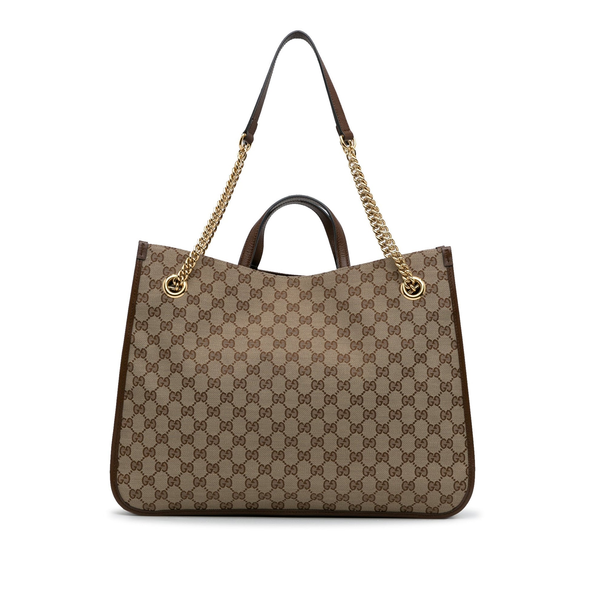 Gucci Horsebit Brown Leather Canvas Tote Style 3