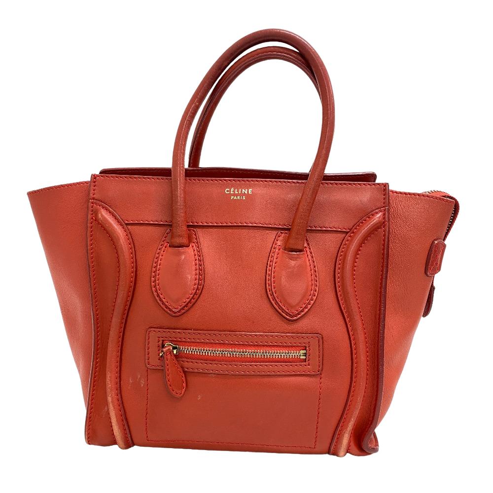 CELINE Handbag leather Red Luggage micro shopper Women