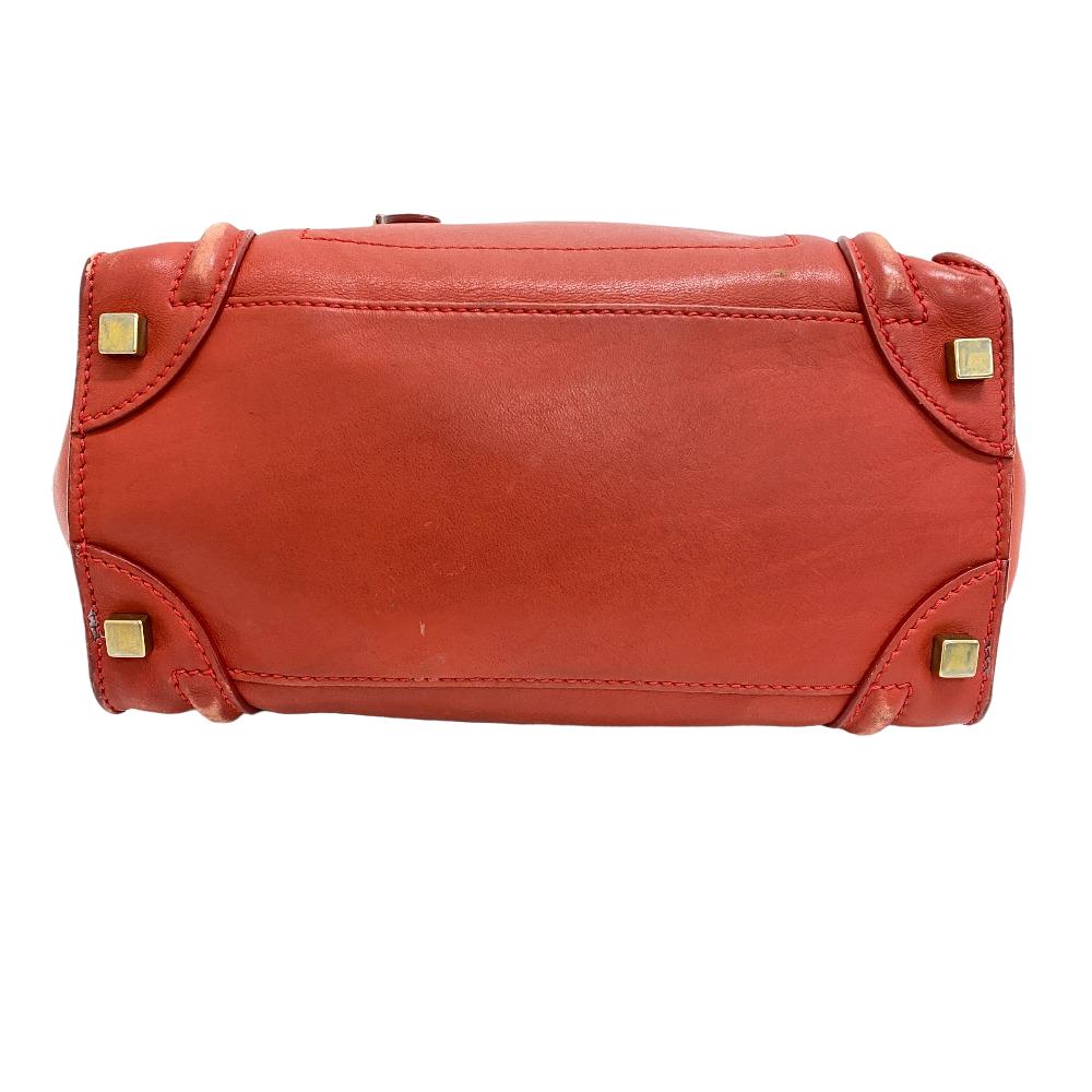 CELINE Handbag leather Red Luggage micro shopper Women