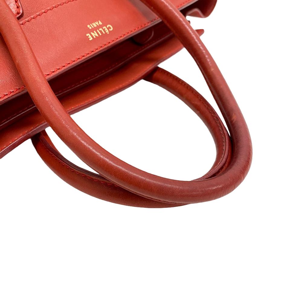 CELINE Handbag leather Red Luggage micro shopper Women