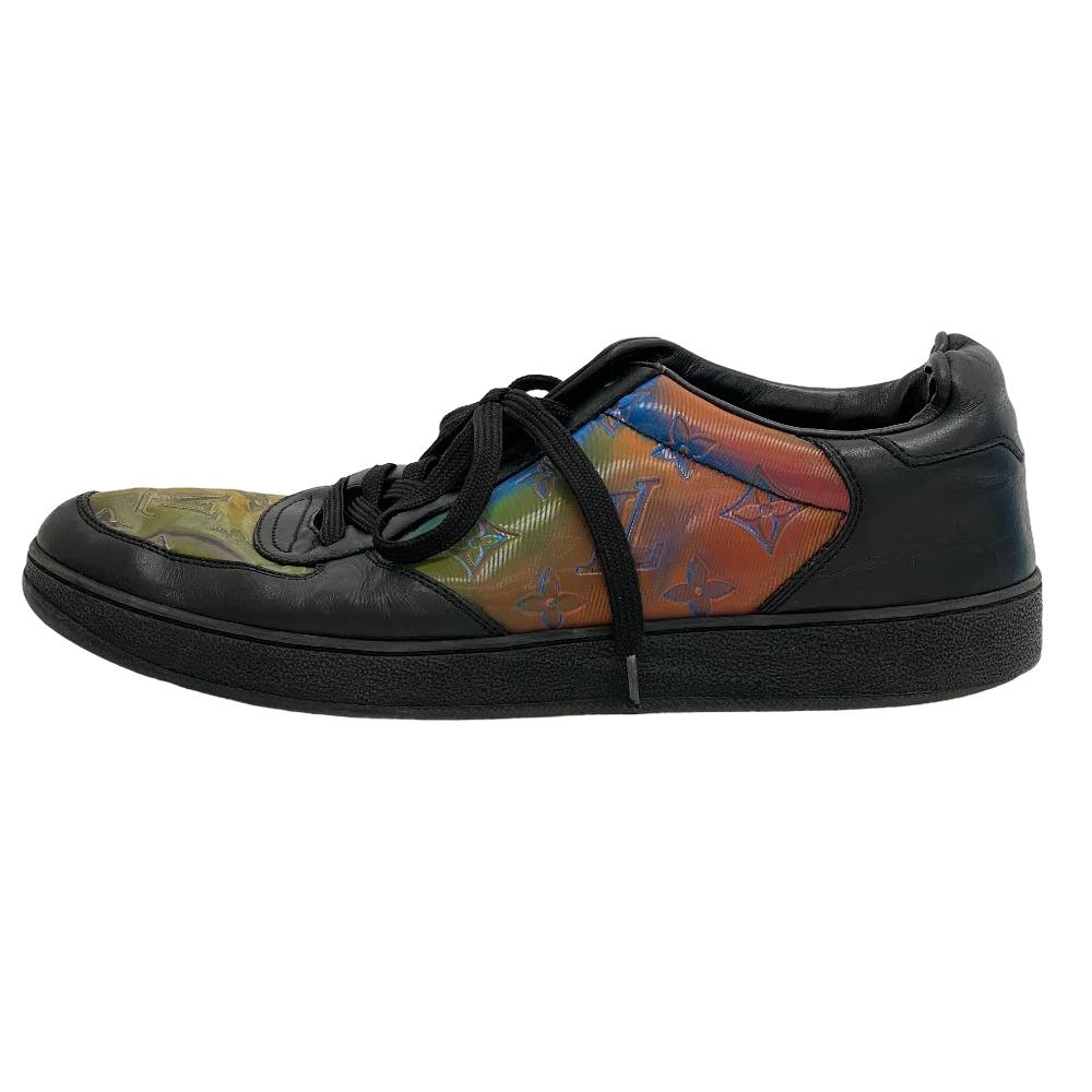 LOUIS VUITTON sneakers leather black Rivoli Line Rainbow mens 7