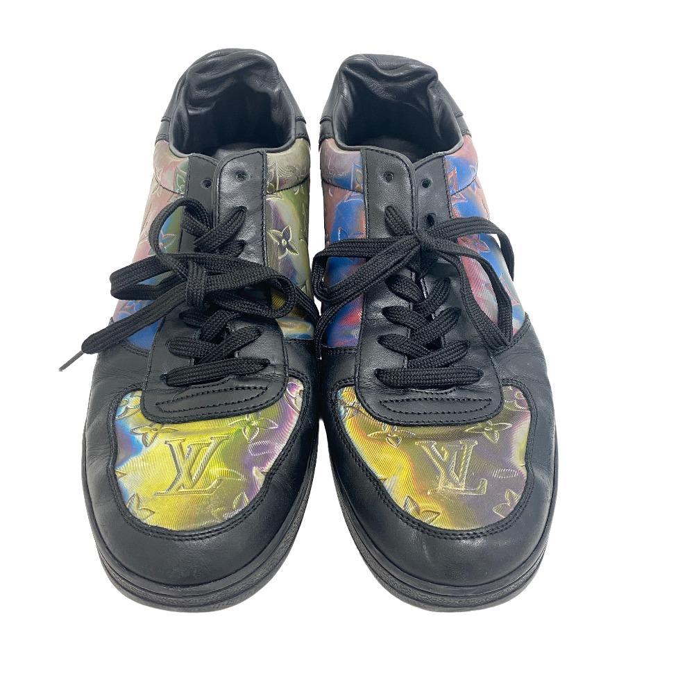 LOUIS VUITTON sneakers leather black Rivoli Line Rainbow mens 7