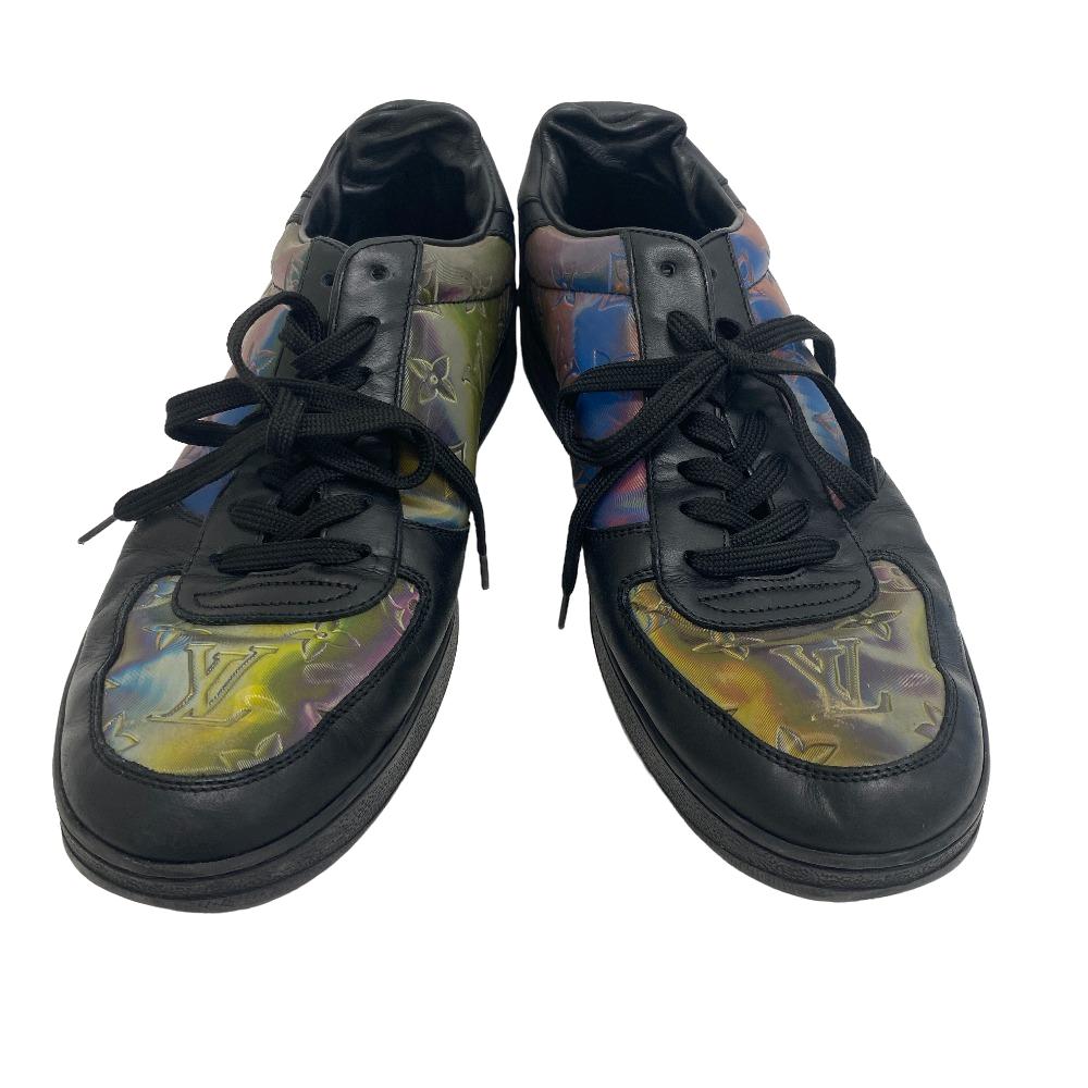 LOUIS VUITTON sneakers leather black Rivoli Line Rainbow mens 7