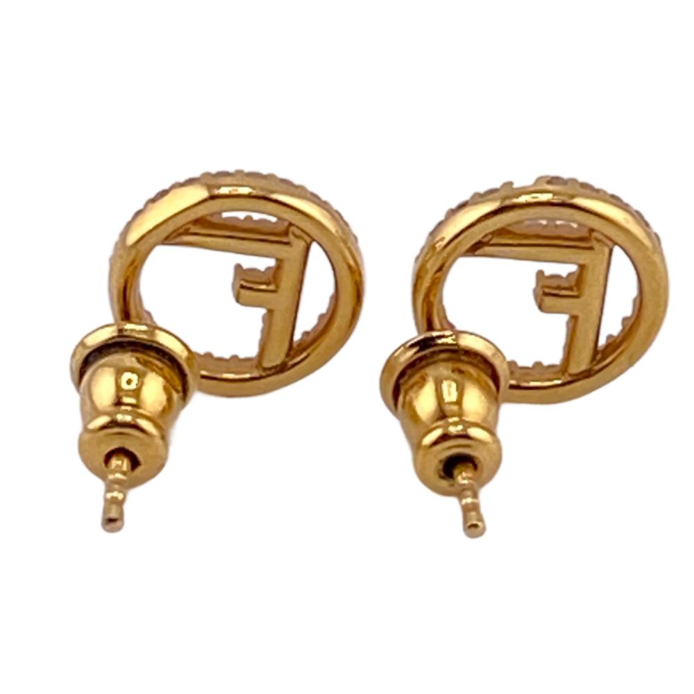 FENDI Pierce gold Rhinestone Ehuise Fendi