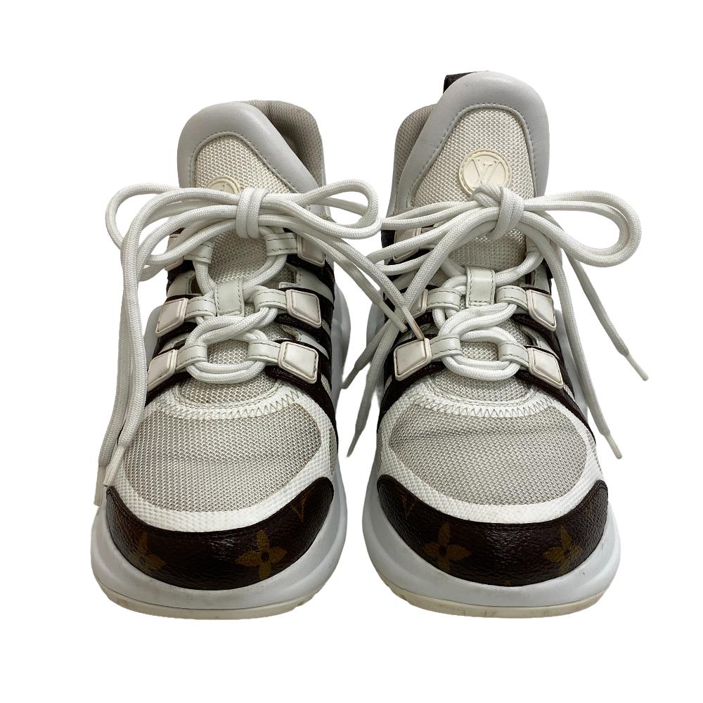 LOUIS VUITTON sneakers leather white Monogram Arclight line Women 36