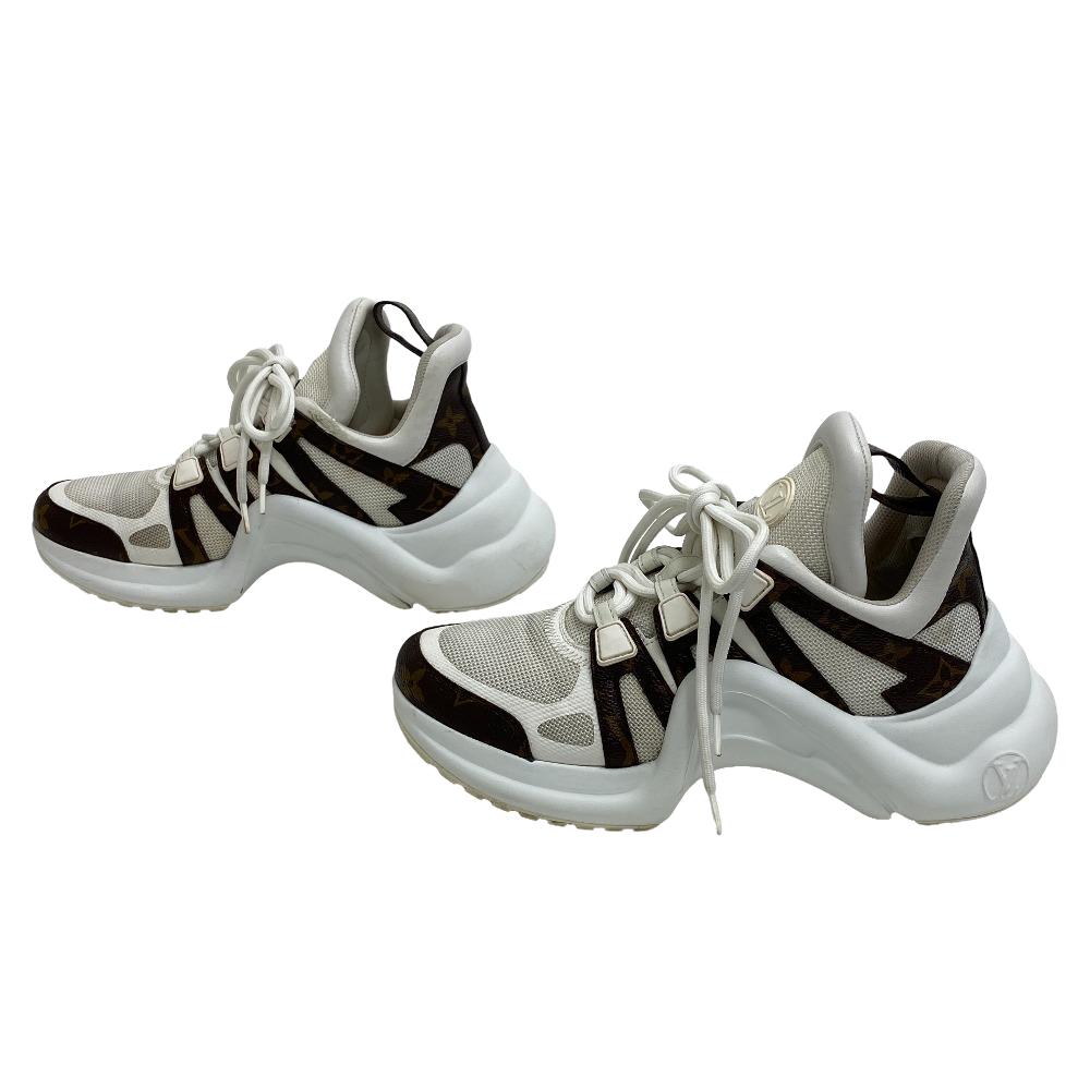 LOUIS VUITTON sneakers leather white Monogram Arclight line Women 36