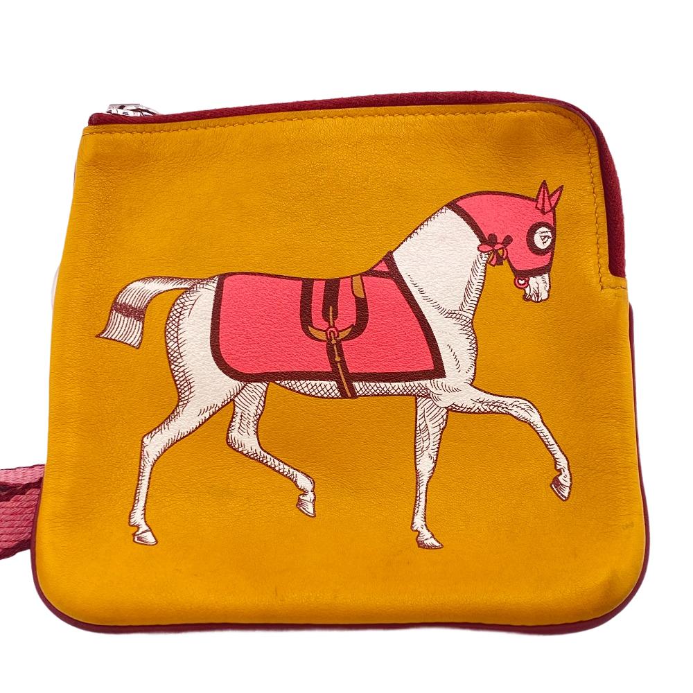 HERMES Pouch leather yellow boyfriend pocket