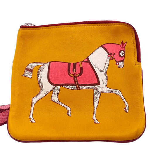 HERMES Pouch leather yellow boyfriend pocket