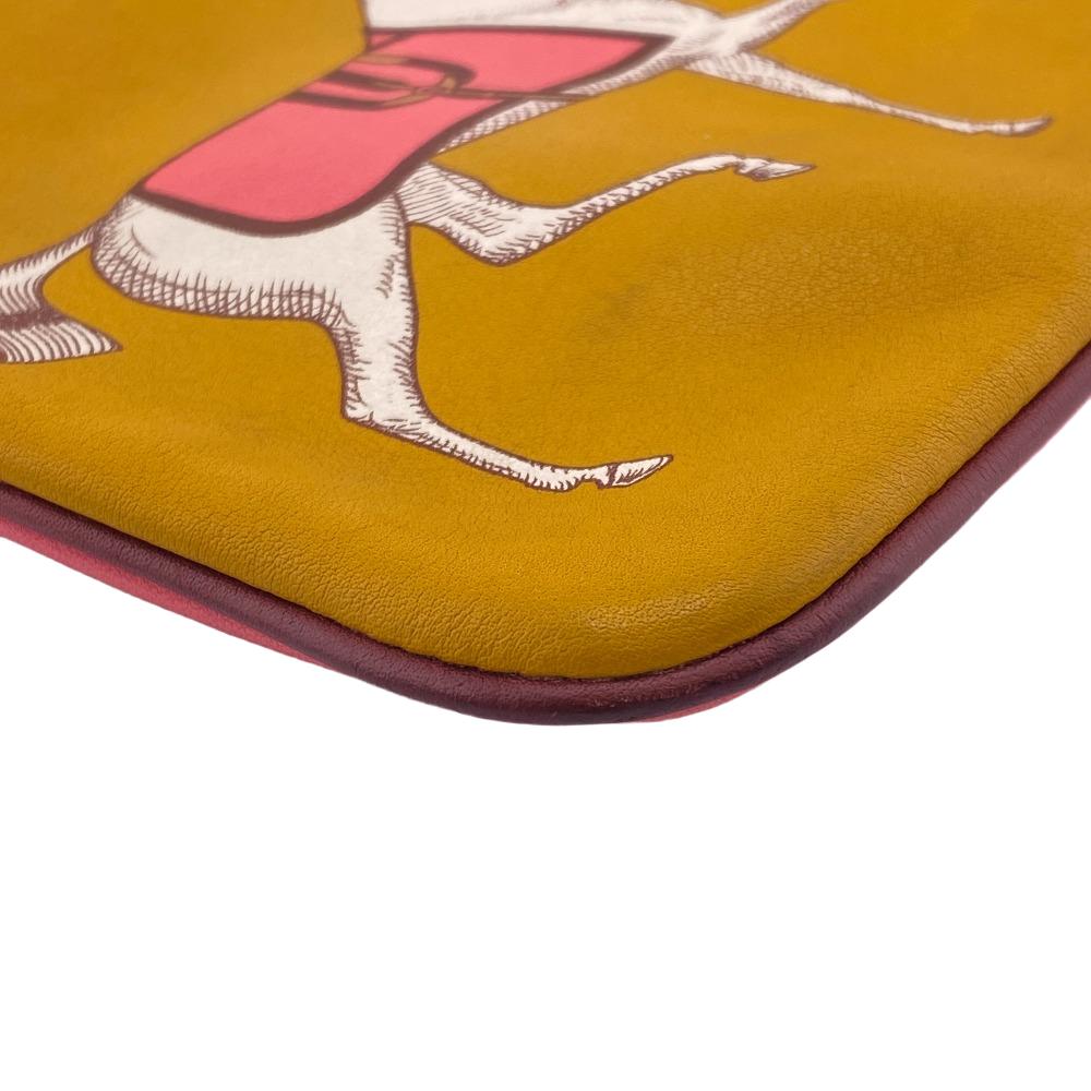 HERMES Pouch leather yellow boyfriend pocket