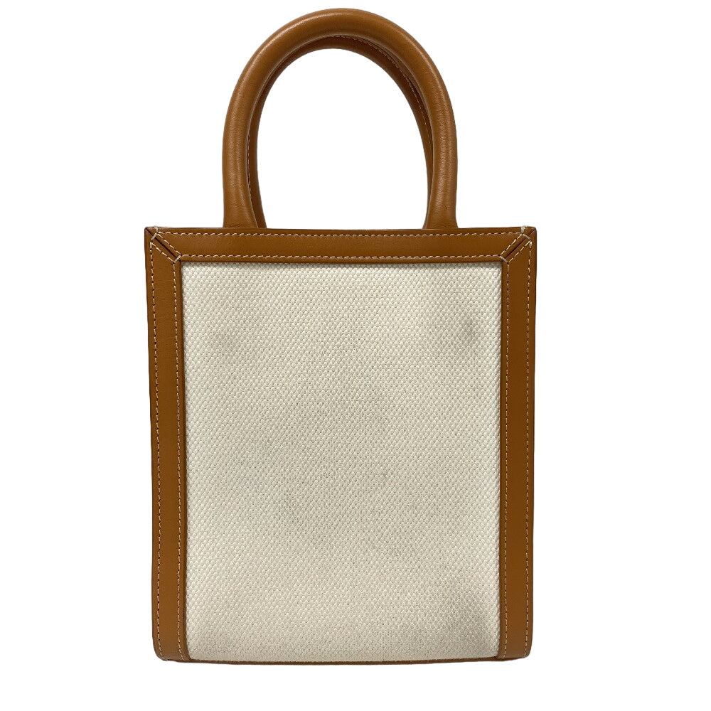CELINE Shoulder Bag Canvas, Leather beige 2way handbag Vertical Women