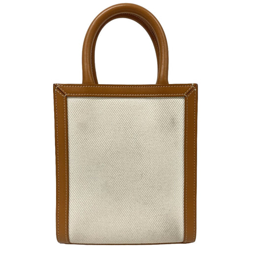 CELINE Shoulder Bag Canvas, Leather beige 2way handbag Vertical Women