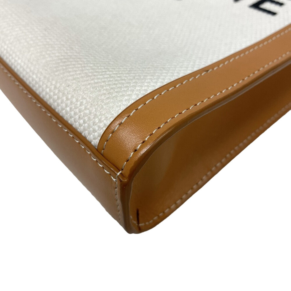 CELINE Shoulder Bag Canvas, Leather beige 2way handbag Vertical Women