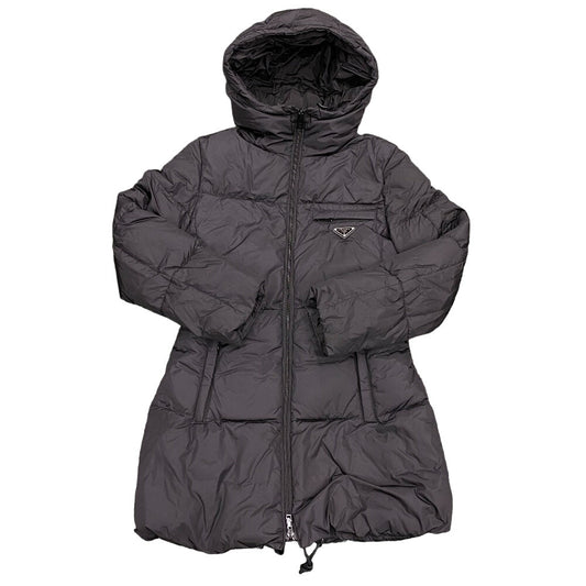 PRADA Down jacket 29F430 Nylon black 21 years 38 Triangle logo Women 38