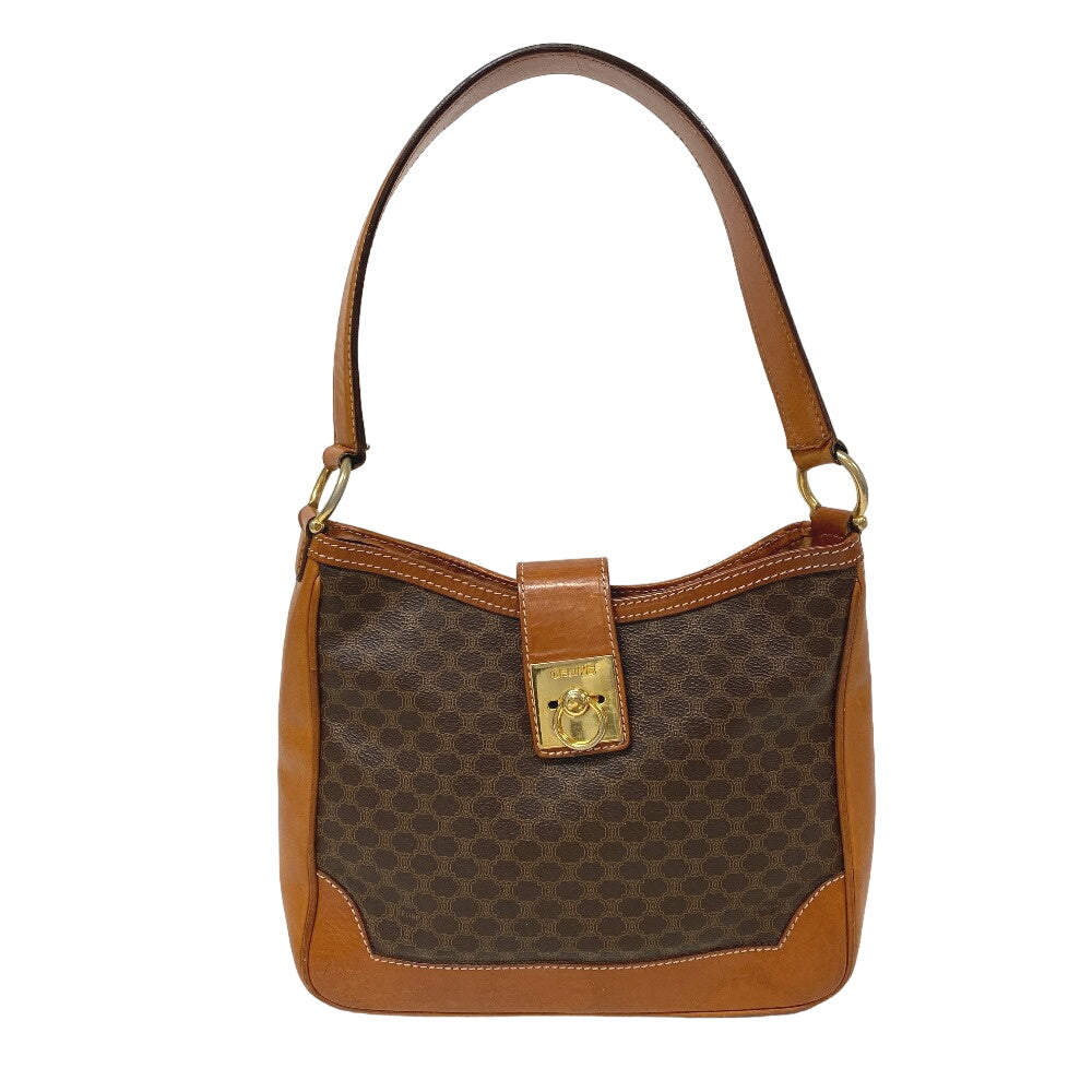 CELINE Shoulder Bag leather Brown Macadam Gancini Women