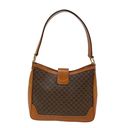 CELINE Shoulder Bag leather Brown Macadam Gancini Women