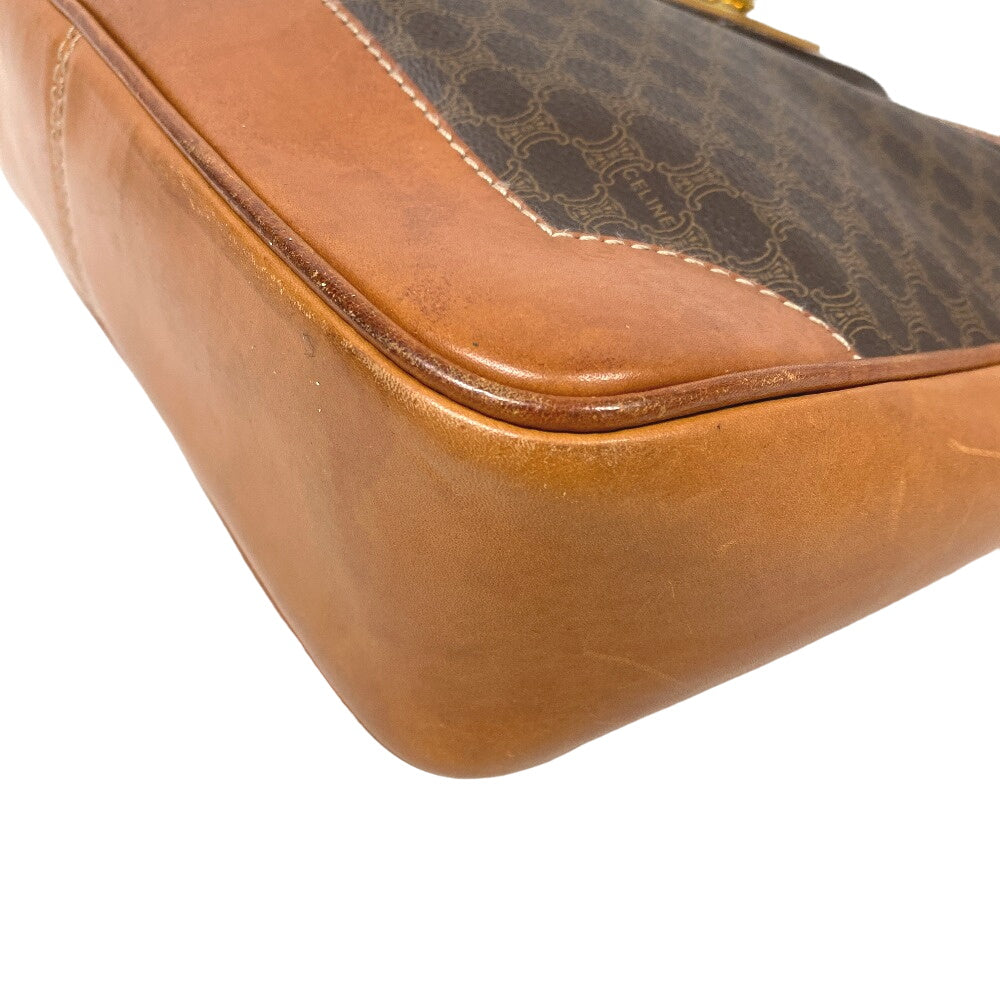 CELINE Shoulder Bag leather Brown Macadam Gancini Women