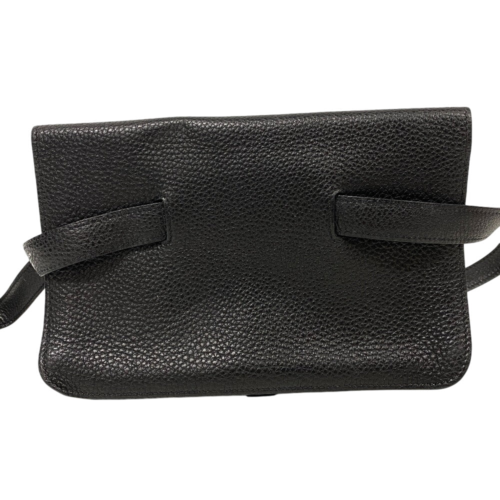 HERMES Waist bag Togo black Sling bag Crossbody Dogon SilverMetal Women(Unisex)