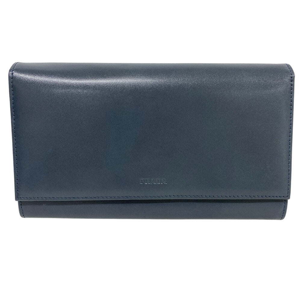 PRADA Long Wallet Purse leather blue Vittero Women(Unisex)