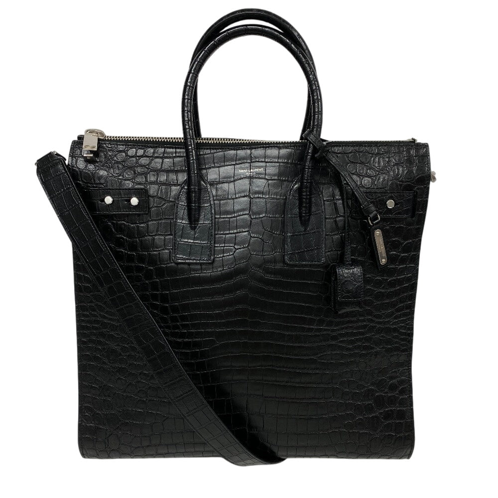 YVES SAINT LAURENT Shoulder Bag leather black handbag Embossing Sac de Jules Women