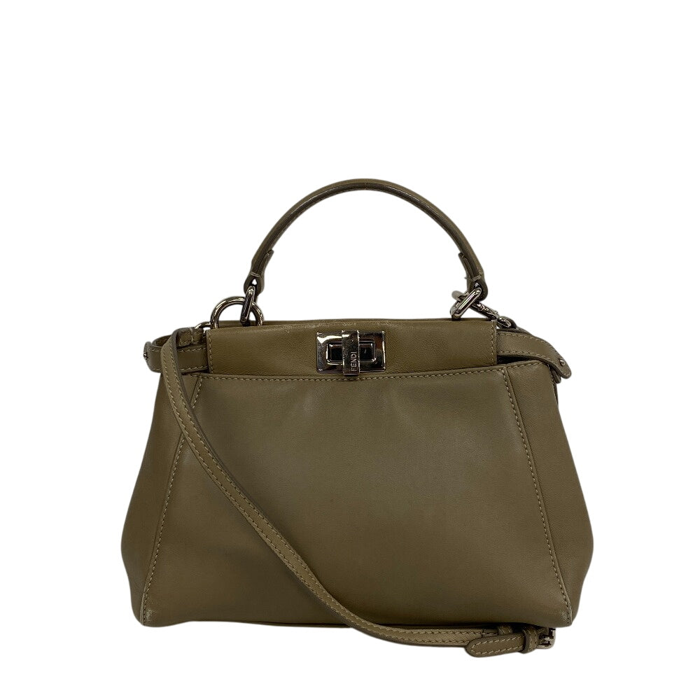 FENDI Shoulder Bag 8BN244 lambskin beige Mini Pea Kaboo
