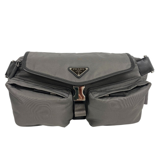 PRADA Sling bag Nylon, Recycled Polyamide gray Re-Nylon mens(Unisex)