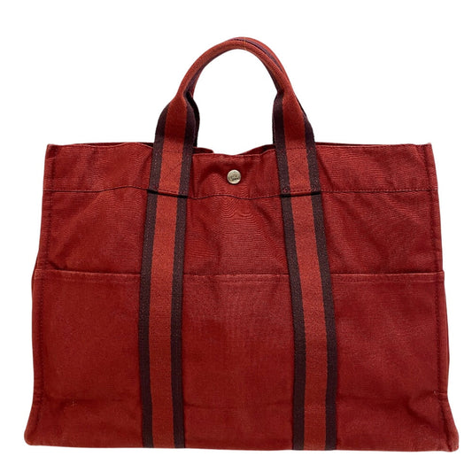 HERMES Tote Bag Cotton canvas Red Handbag Shoulder Bag Hermes Fool ToeMM Women(Unisex)