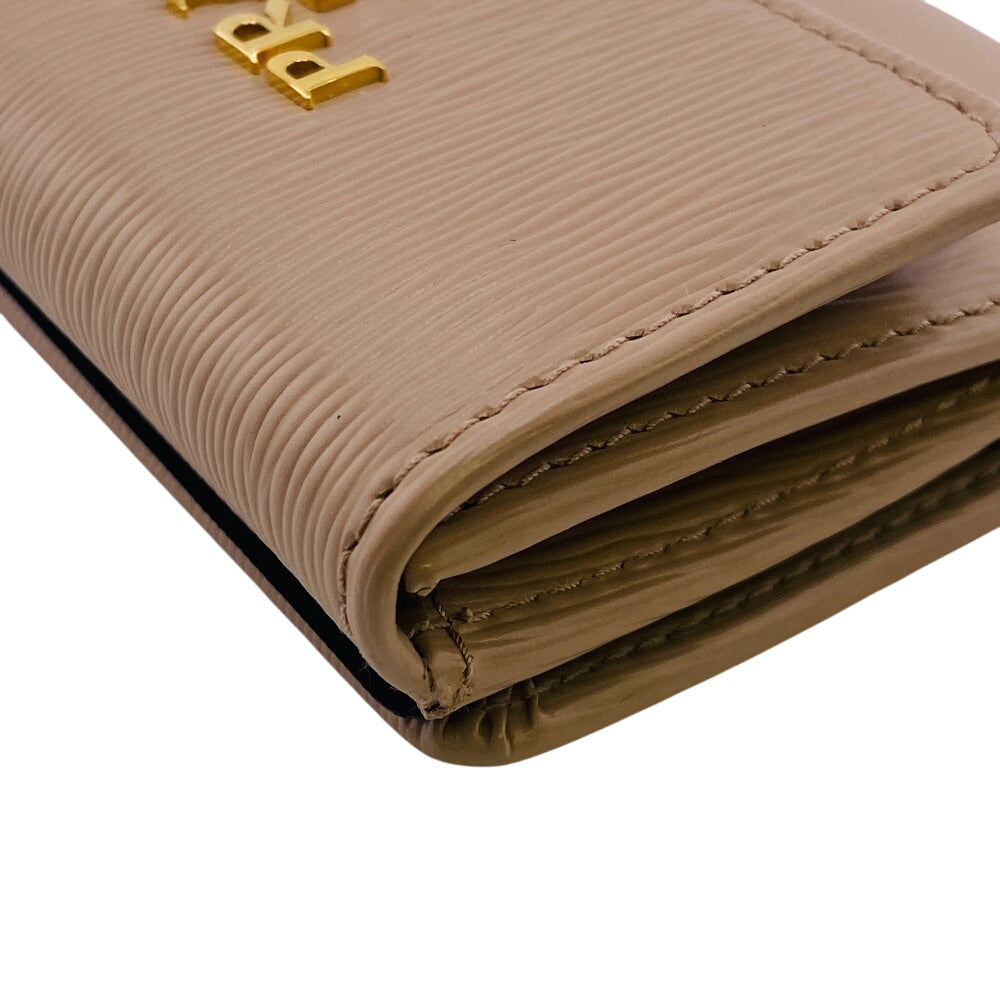 PRADA Bifold Wallet 1MH350 leather pink Compact Wallet W Hook Wallet logo Safiano Women