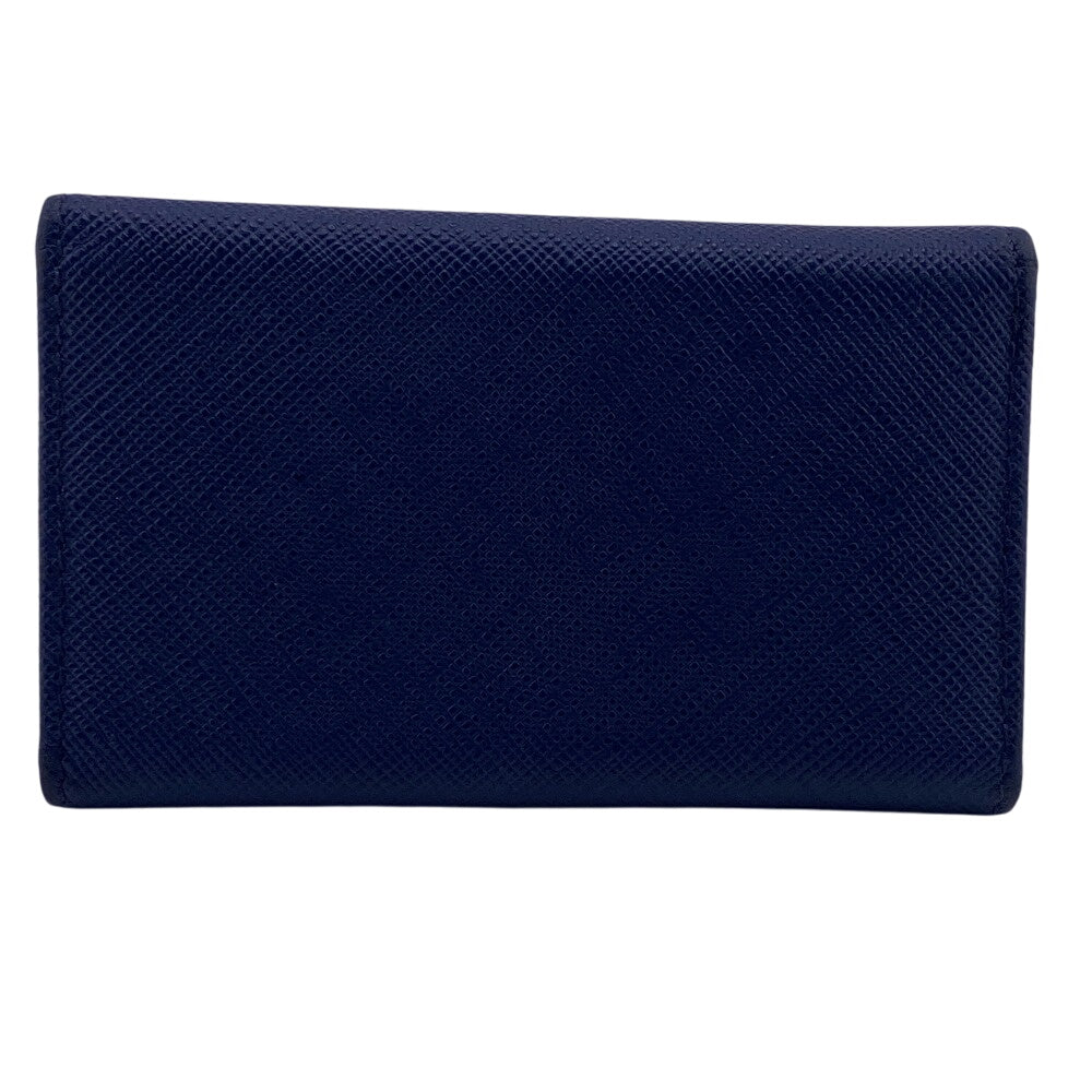 PRADA Key case Key holder 1PG222 leather blue Tri-fold Key case Key holder Safiano 6-key case Key holder Women