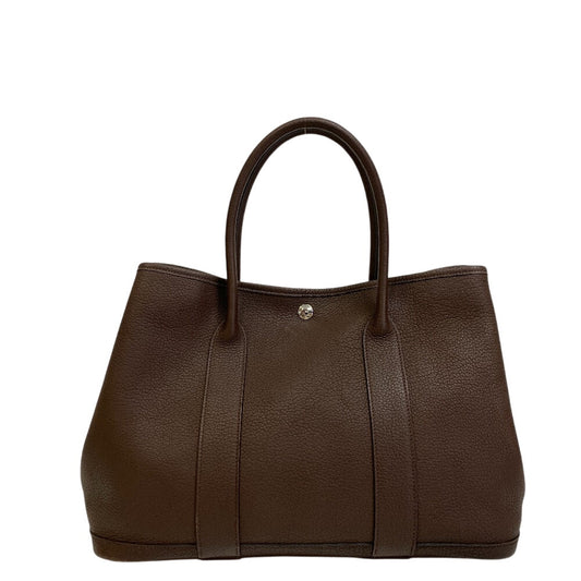 HERMES Tote Bag Leather, Negonda Brown Garden party MM Women