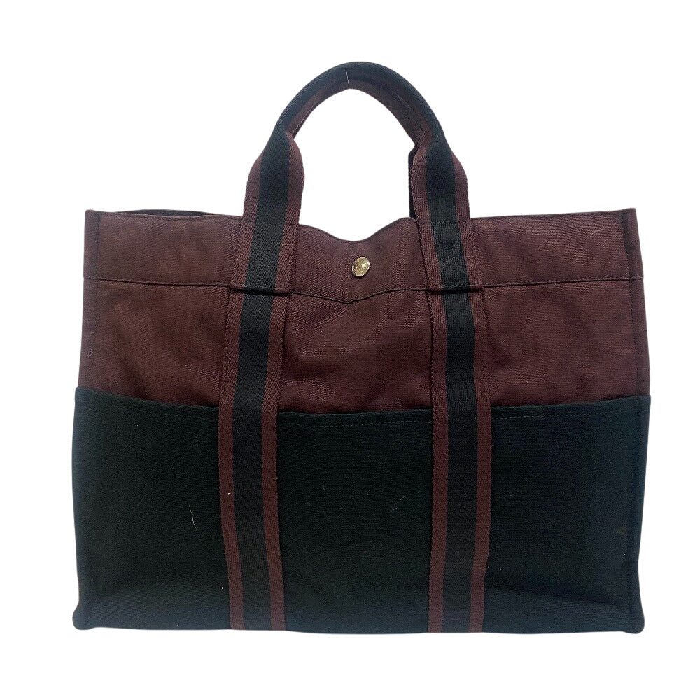 HERMES Tote Bag Cotton canvas wine-red Tote Bag By color Fool ToeMM Women(Unisex)