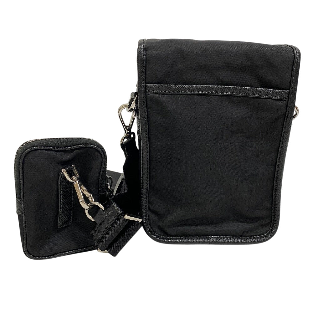 PRADA Shoulder Bag Nylon, Saffiano leather black triangle plate mens