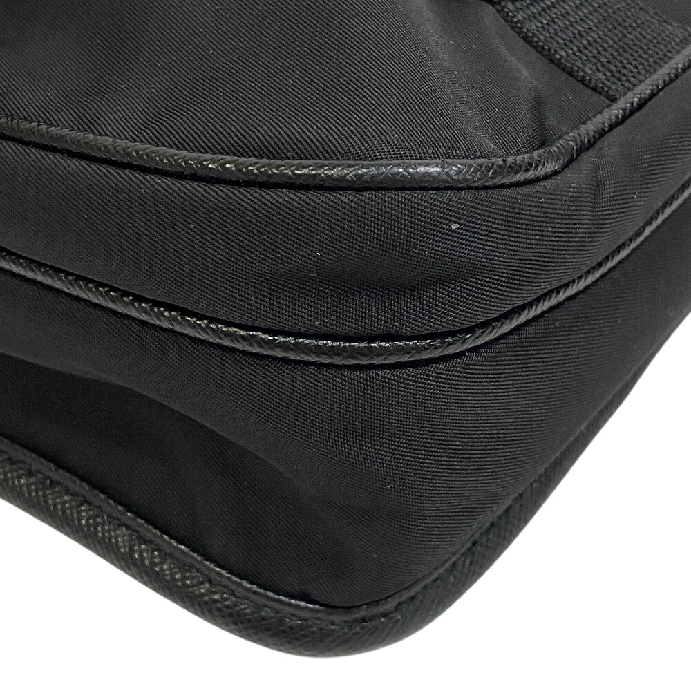 PRADA Shoulder Bag Nylon, Saffiano leather black triangle plate mens