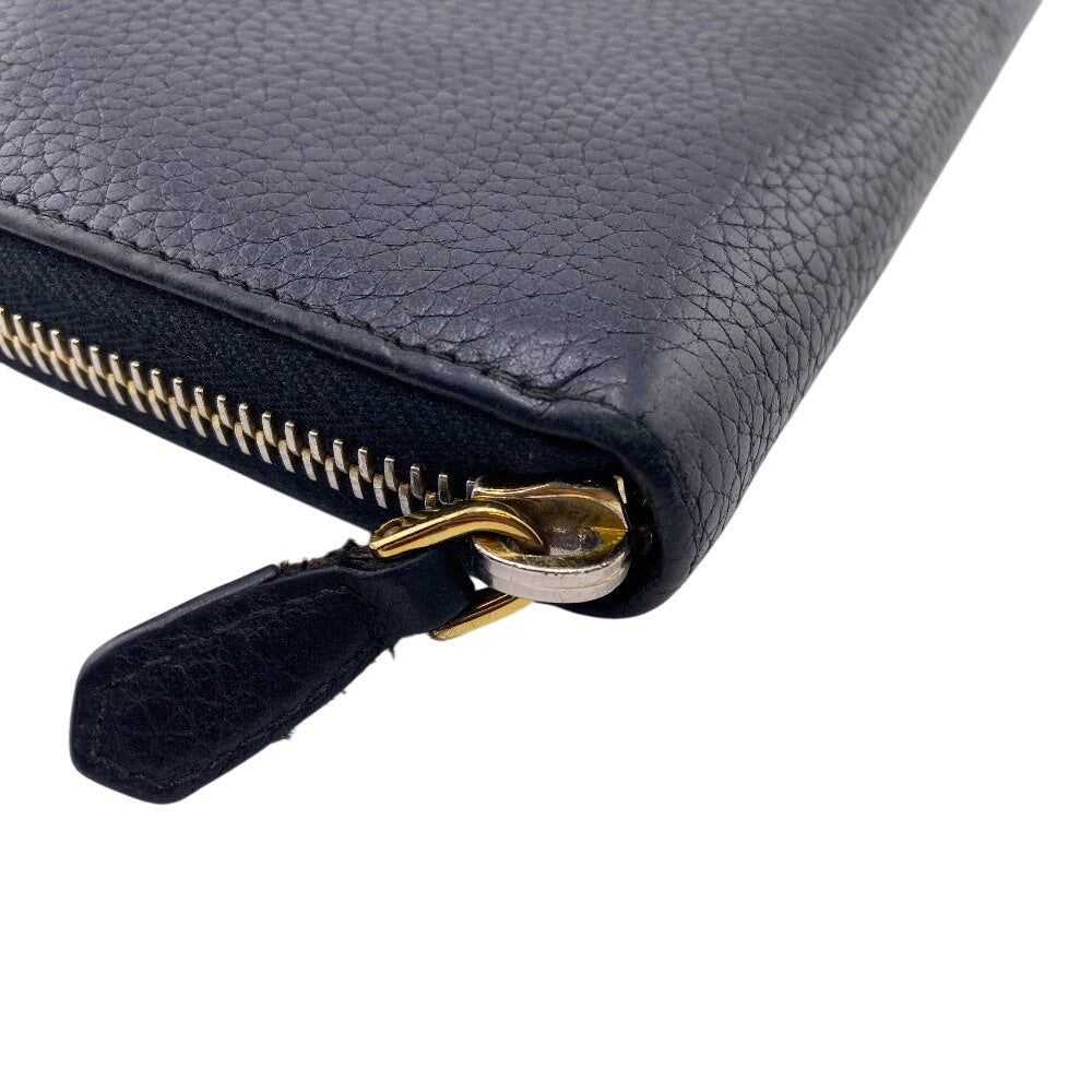 PRADA Long Wallet Purse 1ML506 leather black Zip Around Safiano Round zipper Women