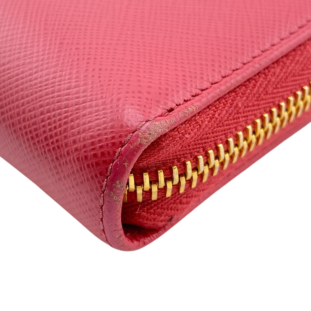PRADA Long Wallet Purse leather pink Zip Around Safiano Women