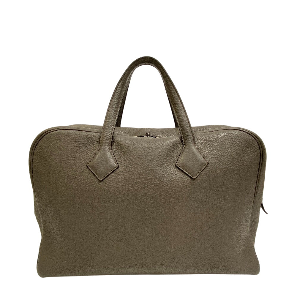 HERMES Business bag leather gray Victoria 40 mens