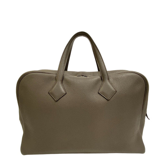 HERMES Business bag leather gray Victoria 40 mens