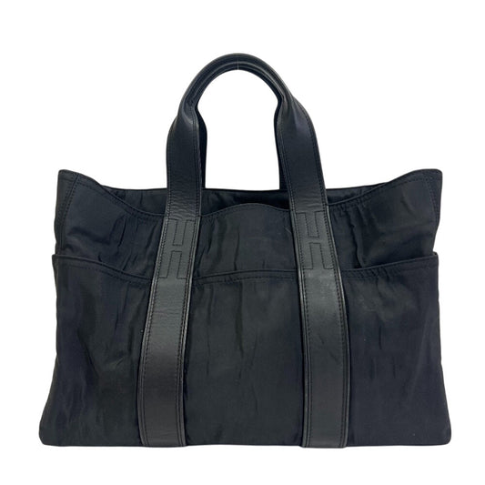 HERMES Tote Bag Nylon, Leather black Akapu Luco