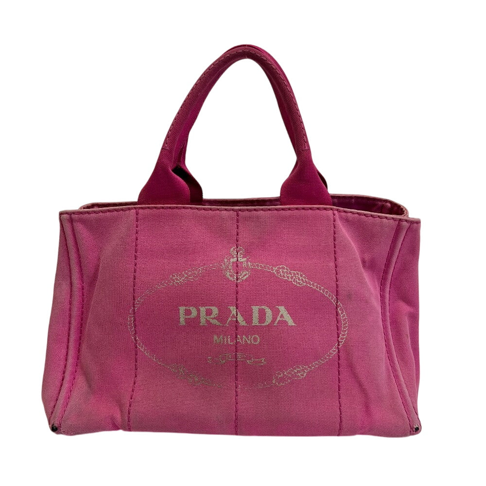 PRADA Handbag cotton pink Triangular plate Canapa