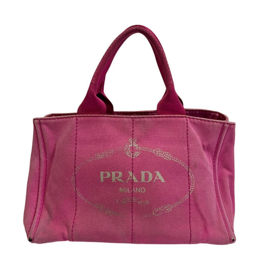 PRADA Handbag cotton pink Triangular plate Canapa