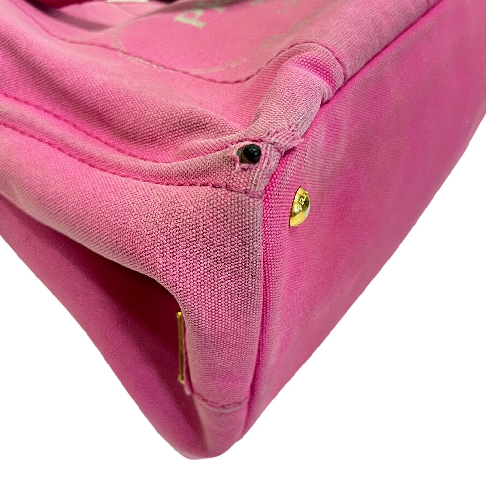 PRADA Handbag cotton pink Triangular plate Canapa