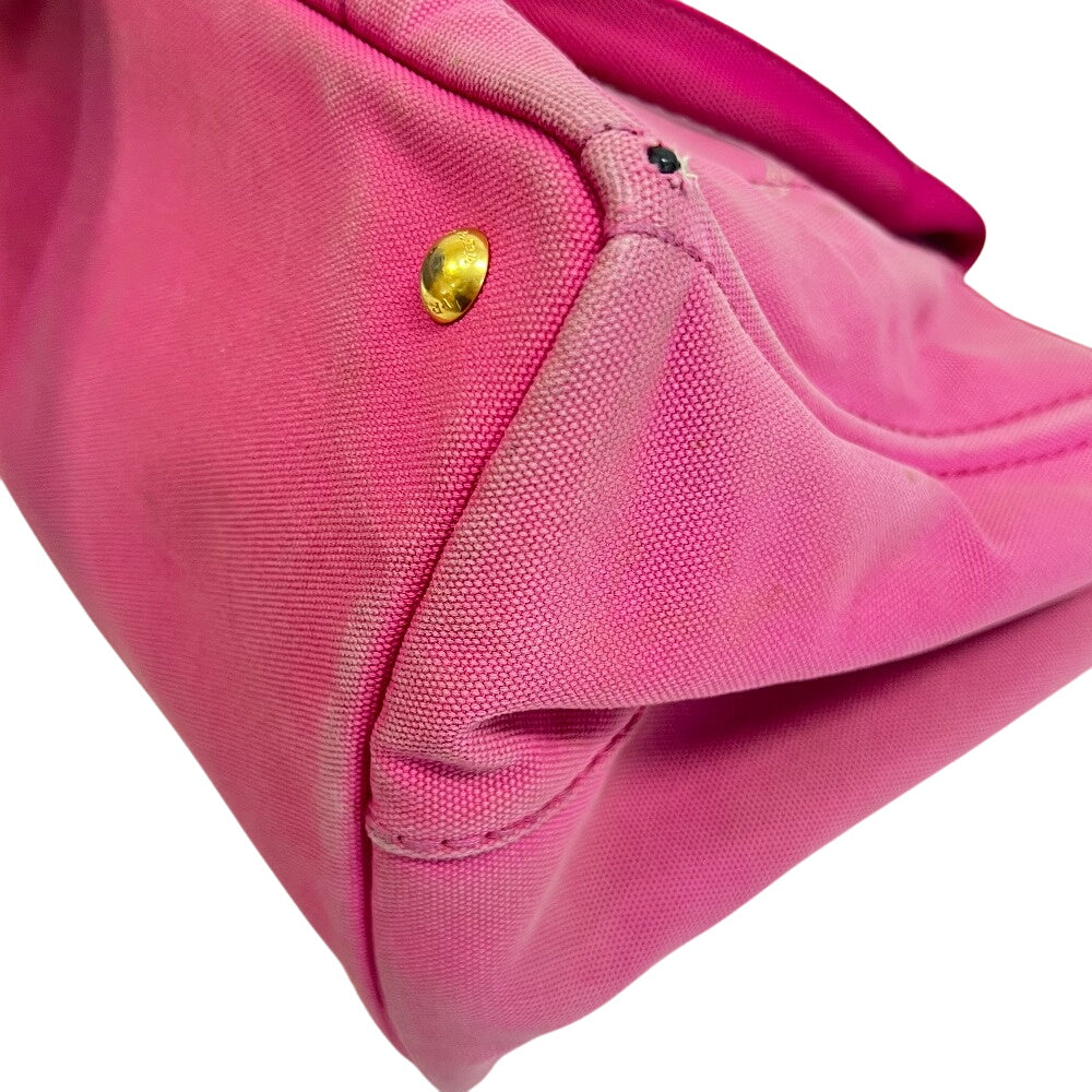 PRADA Handbag cotton pink Triangular plate Canapa