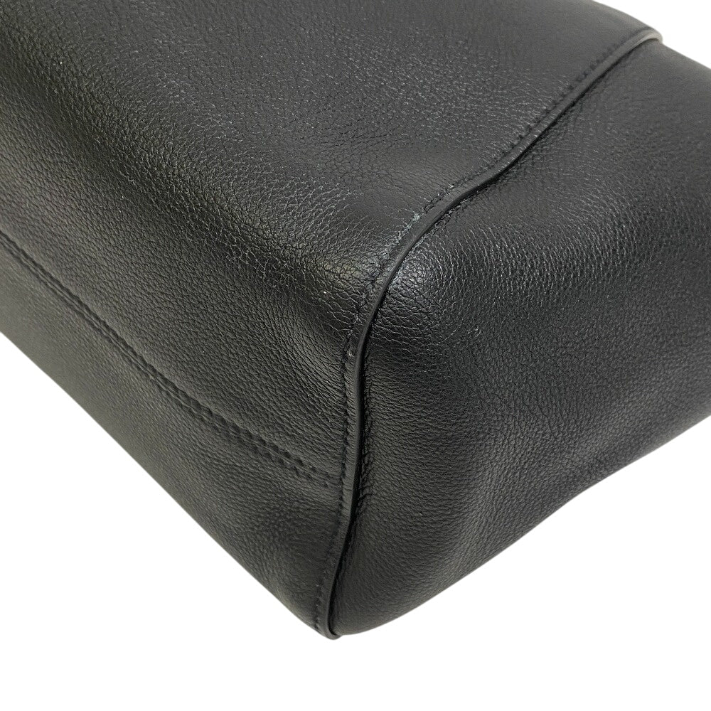 PRADA Shoulder Bag leather black Men's Leather Line Embossed logo mens