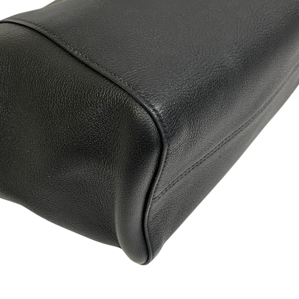 PRADA Shoulder Bag leather black Men's Leather Line Embossed logo mens