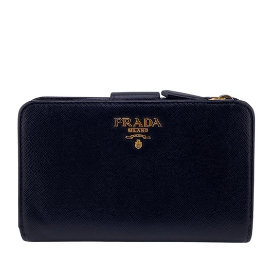 PRADA Bifold Wallet leather black Safiano