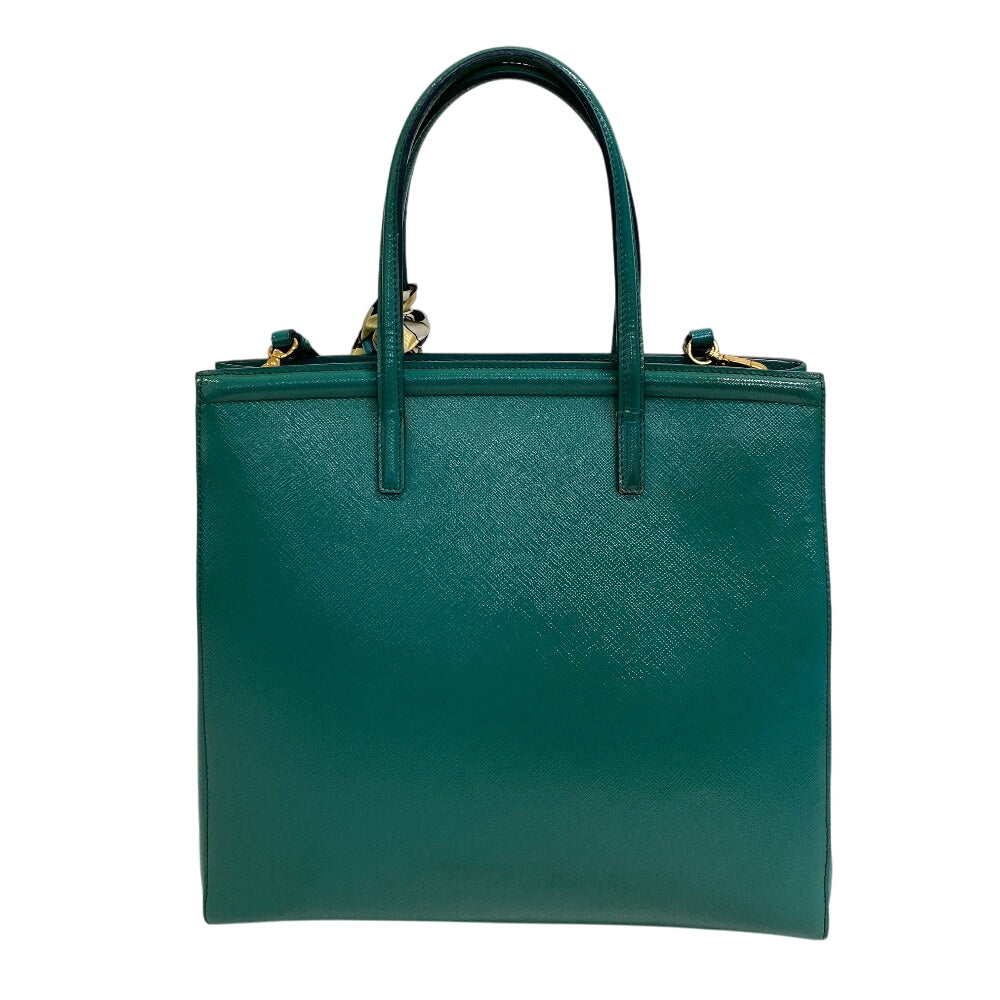 PRADA Handbag leather green Safiano Vernis