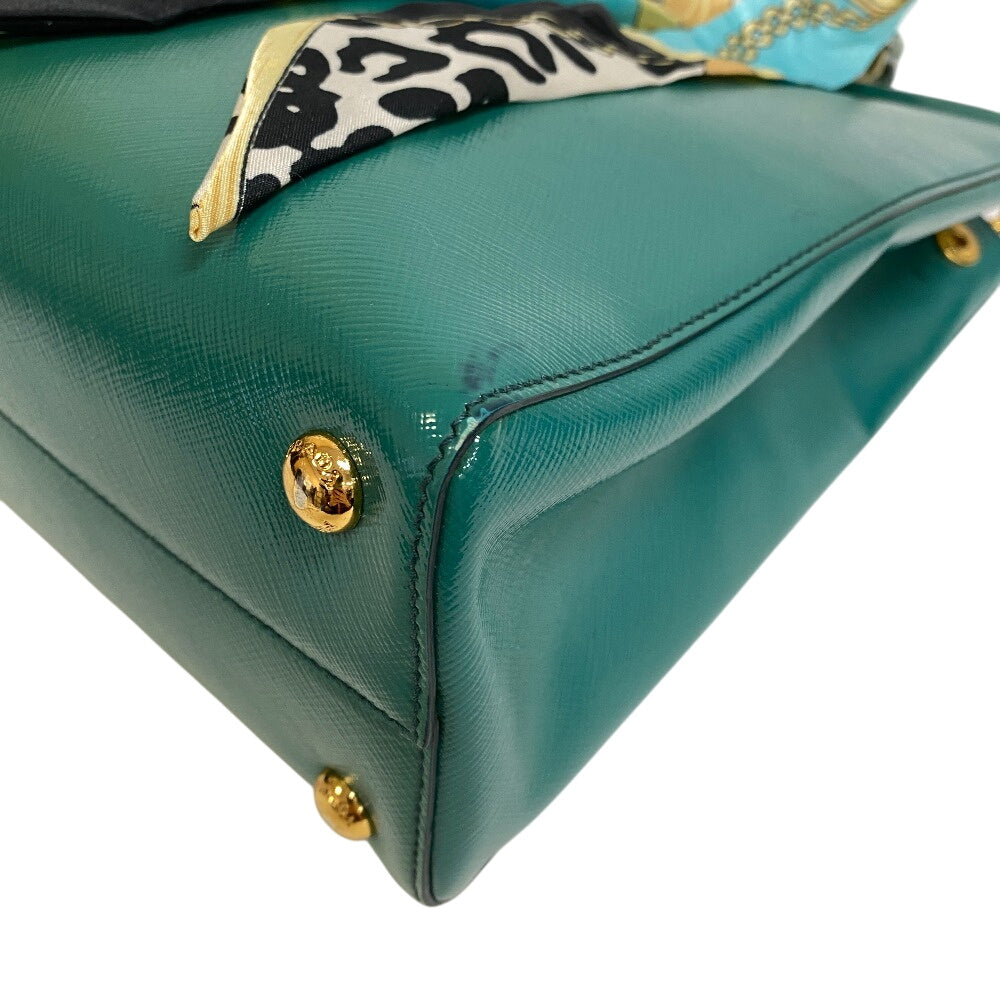 PRADA Handbag leather green Safiano Vernis
